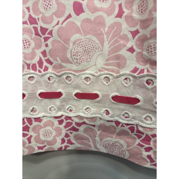 Lilly Pulitzer Pink Floral Eyelet Ribbon Trim Shift Dress Cotton Sz 4 - Picture 3 of 14